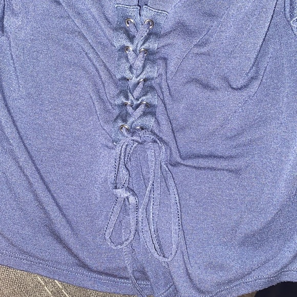 Express Blue Ruffle Top Size Medium - Picture 3 of 10